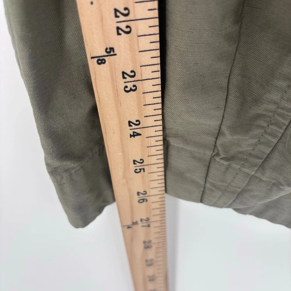 Everlane Fatigue Barrel Pant Womens 2 Olive Green Organic Cotton Linen Utility